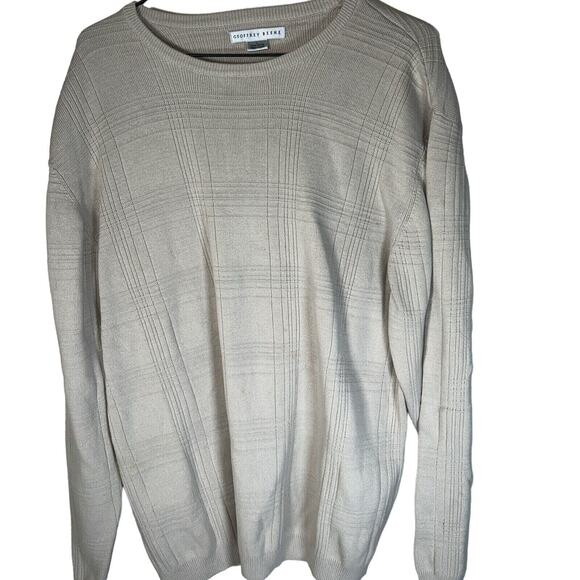 Geoffrey Bean Large Cotton Tan Sweater Large Length 28” - Picture 1 of 6